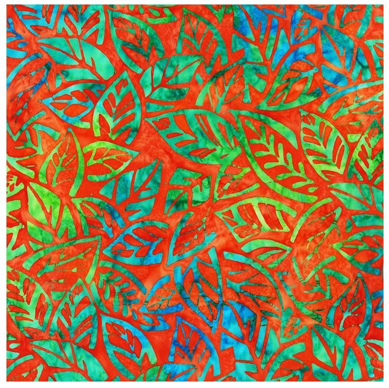 Batik Cotton Artisan Batiks Summer Zest Citrus Leaf Collage Orangeade Robert Kaufman