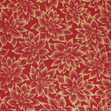 Quilting Cotton Holiday Flourish Packed Poinsettia Blooms Metallic Gold Robert Kaufman