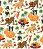 Quilting Cotton Playful Pups on Cream Thanksgiving Robert Kaufman