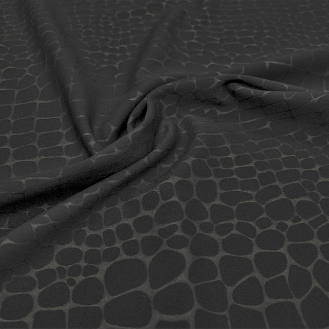 Rockodile Recycled Polyester Spandex Fabric - Embossed Crocodile Foil Print, 54" Width, 270 GSM (1 Yard)