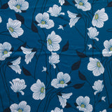 Swim Knit Nylon Spandex Romanticism Floral Peacock Blue 4-Way Stretch UPF 50+