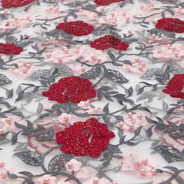 Embroidered Mesh Rose and Vine