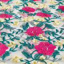 Rose And Vine Embroidered Mesh Fabric - Frost, Cherry, Spring, Summer, Sunshine, Midnight, 54/56" Width (1 Yard)