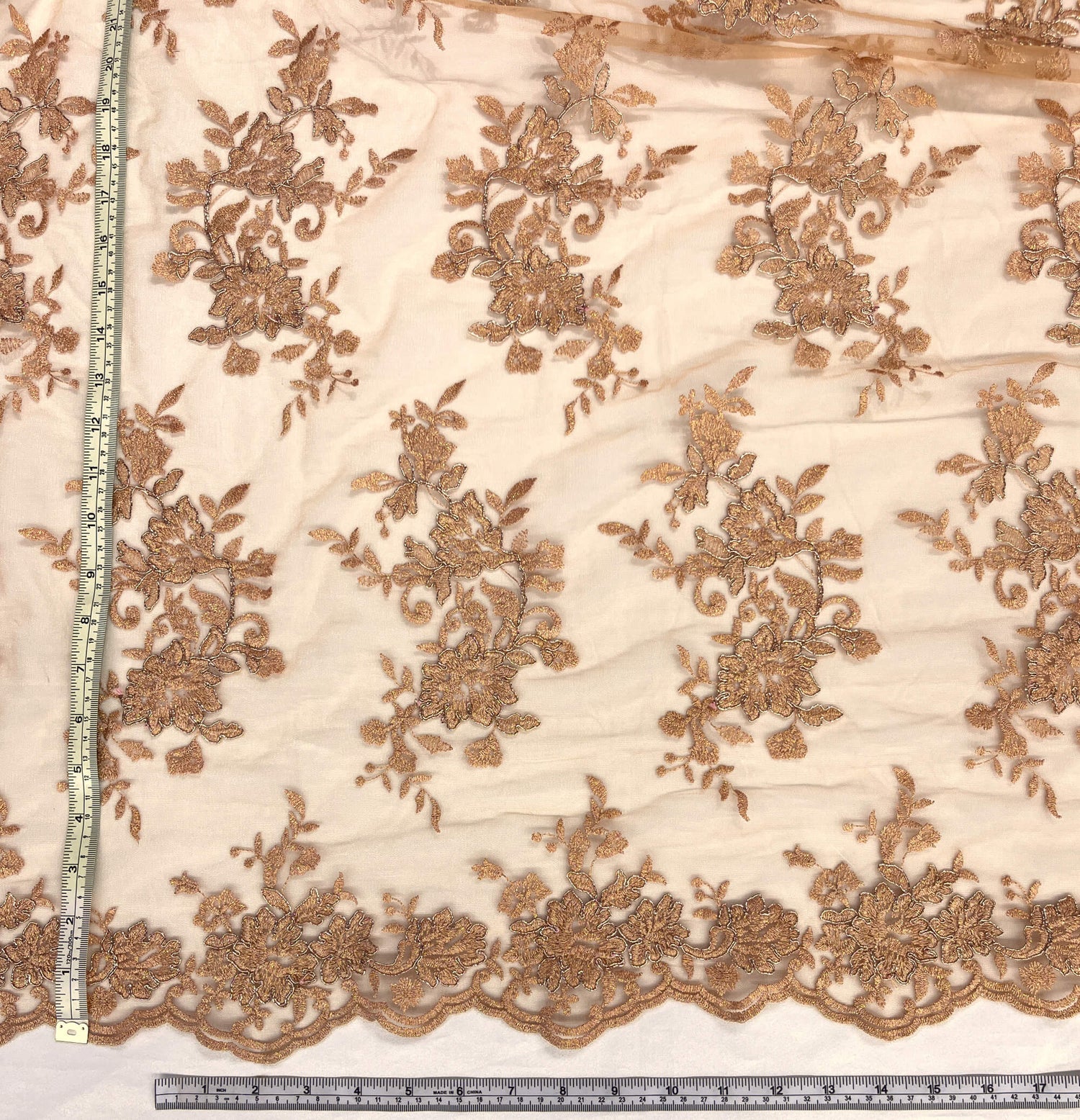 Corded Floral Lace Fabric Ivory