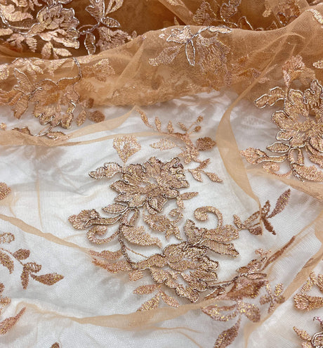 Corded Floral Lace Fabric Ivory