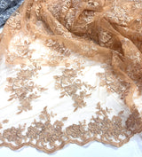 Corded Floral Lace Fabric - Scalloped Edges, 53" Width (1 Yard)