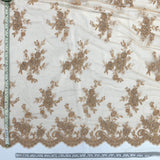 Corded Bridal Lace Fabric on Polyester Net Mesh