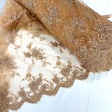 Corded Bridal Lace Fabric - Embroidered Polyester Net Mesh, 56" Width (1 Yard)