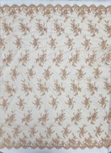 Corded Bridal Lace Fabric - Embroidered Polyester Net Mesh, 56" Width (1 Yard)