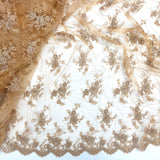 Corded Bridal Lace Fabric - Embroidered Polyester Net Mesh, 56" Width (1 Yard)