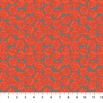 Cotton Fabric Rosette Tomato Yesterday 44/45"