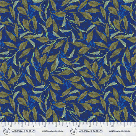 Cotton Print Royal Greenery Midnight Blooms Fabric 44/45"