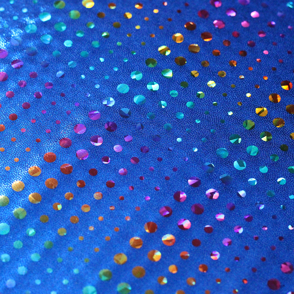 Matrix Tracer Nylon Spandex Fabric - Multicolor Polka Dots Hologram, 58/60" Width (1 Yard)