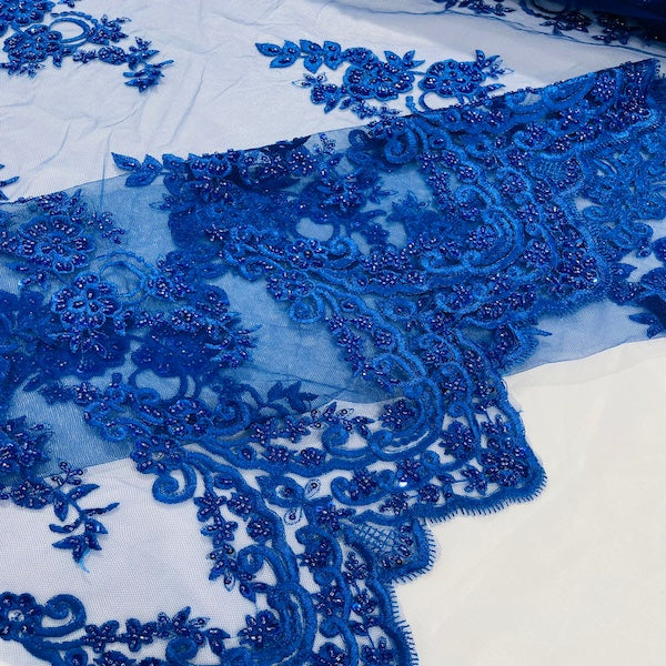Beaded Lace Fabric Helena Floral 50" Width