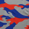 Stretch Woven Boardshort Fabric Royal Orange and Grey Camo