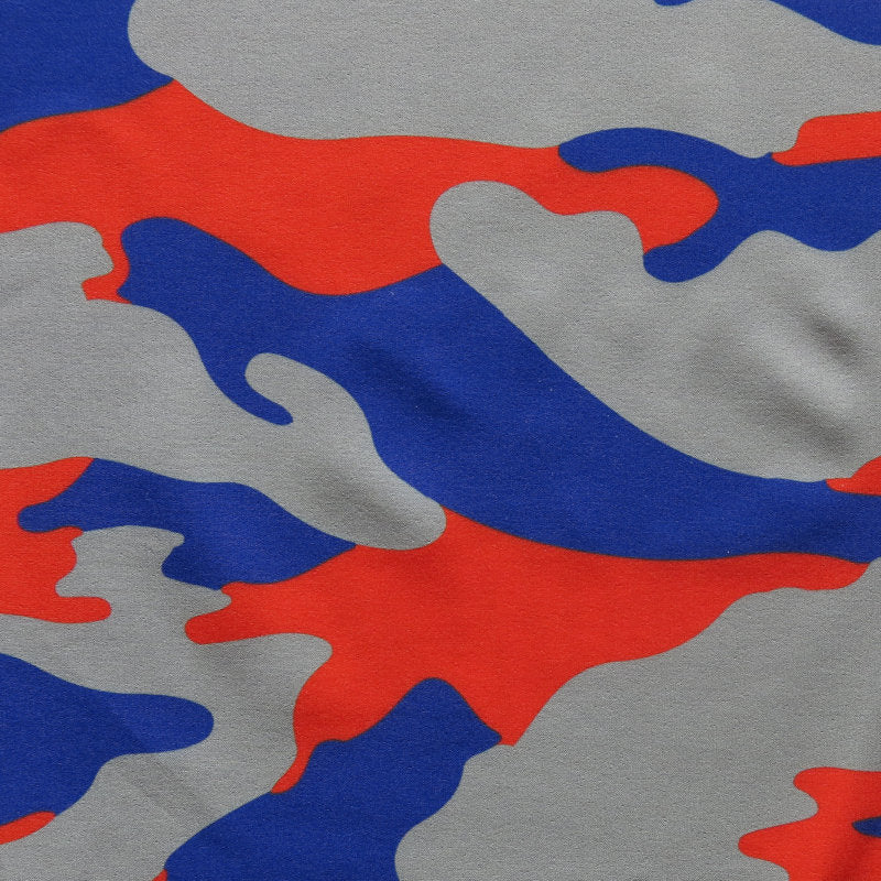 Stretch Woven Boardshort Fabric Royal Orange and Grey Camo