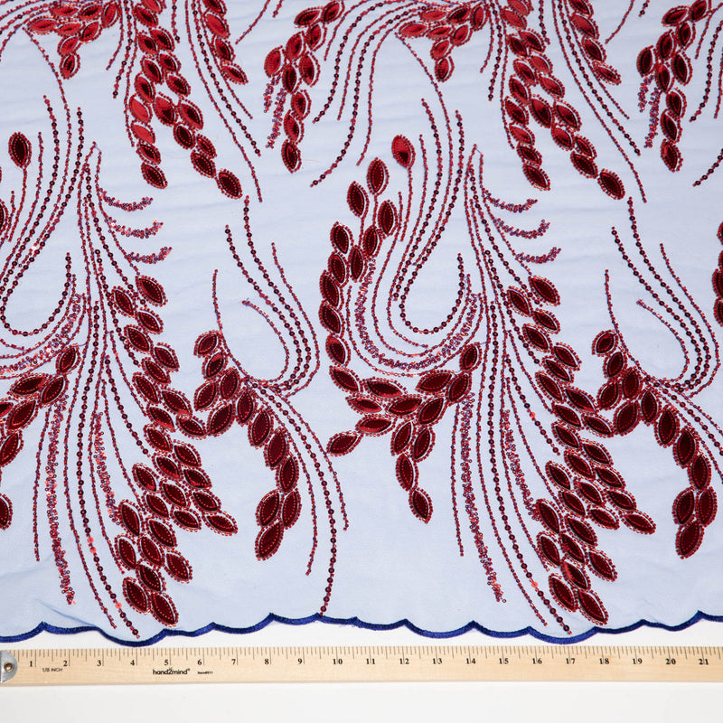 1 Yard Sophisticated Pattern Embroidered Tulle Lace Fabric 52" Wide Designer Textile