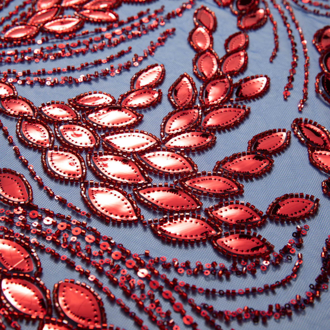 1 Yard Stylish Design Embroidered Tulle Lace Fabric with Sequins 52" Wide Designer Textile
