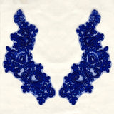 Beaded Corded Floral Lace Applique Pair