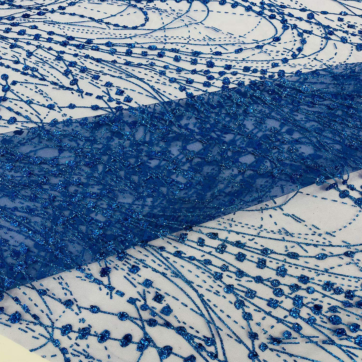 Galaxy Glitter Design Mesh Lace Polyester Fabric - Glitter Galaxy Pattern, 52-54" Width (1 Yard)