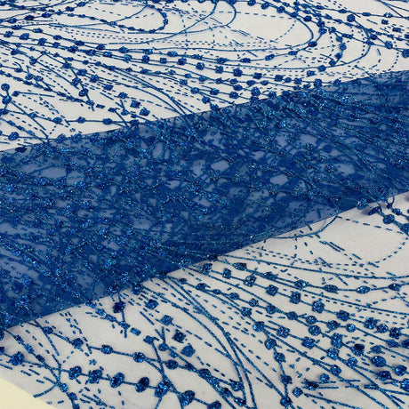 Galaxy Glitter Design Mesh Lace Polyester Fabric - Glitter Galaxy Pattern, 52-54" Width (1 Yard)