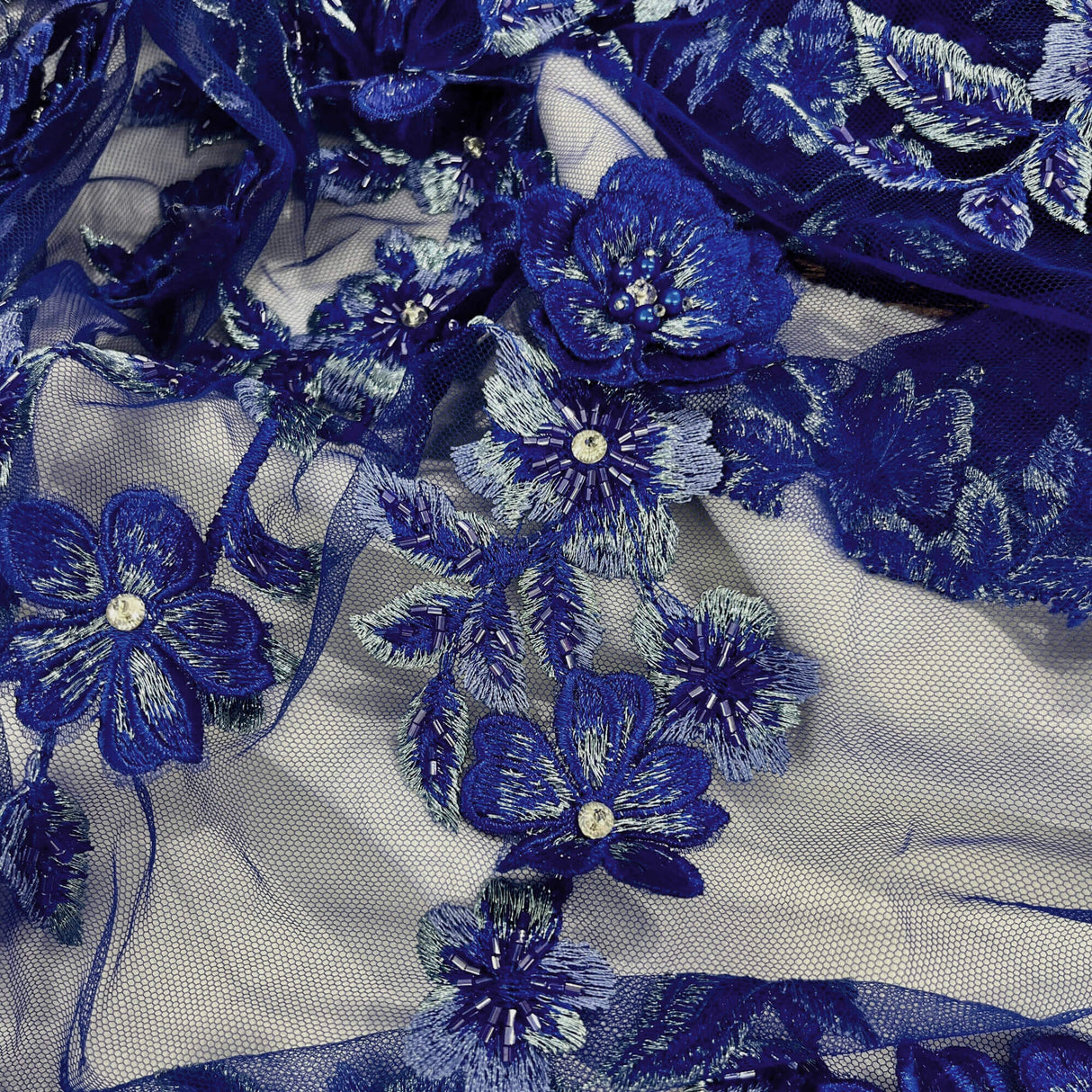 3D Beaded Floral Lace Fabric