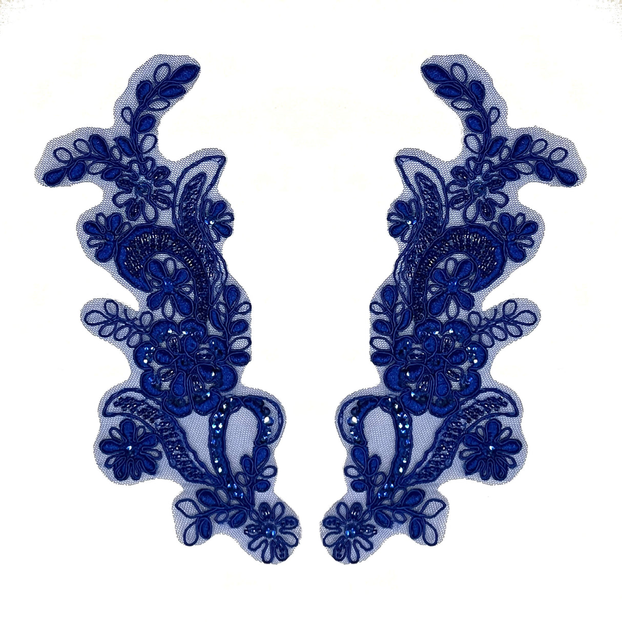Beaded Corded Floral Lace Applique