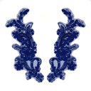 Beaded Corded Floral Lace Applique Pair
