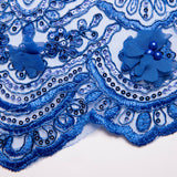 1 Yard Tulle Lace Fabric with 3D Embroidered Applique Design, 52" Wide
