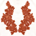 Beaded Corded Floral Lace Applique Pair