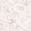Cotton Floral Sketch Fabric Rust 44/45"