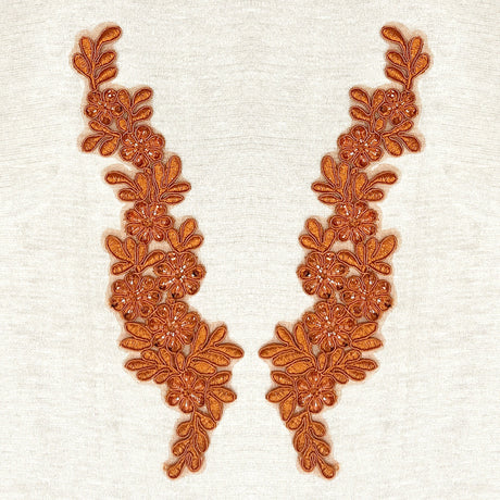 Beaded Corded Floral Lace Applique