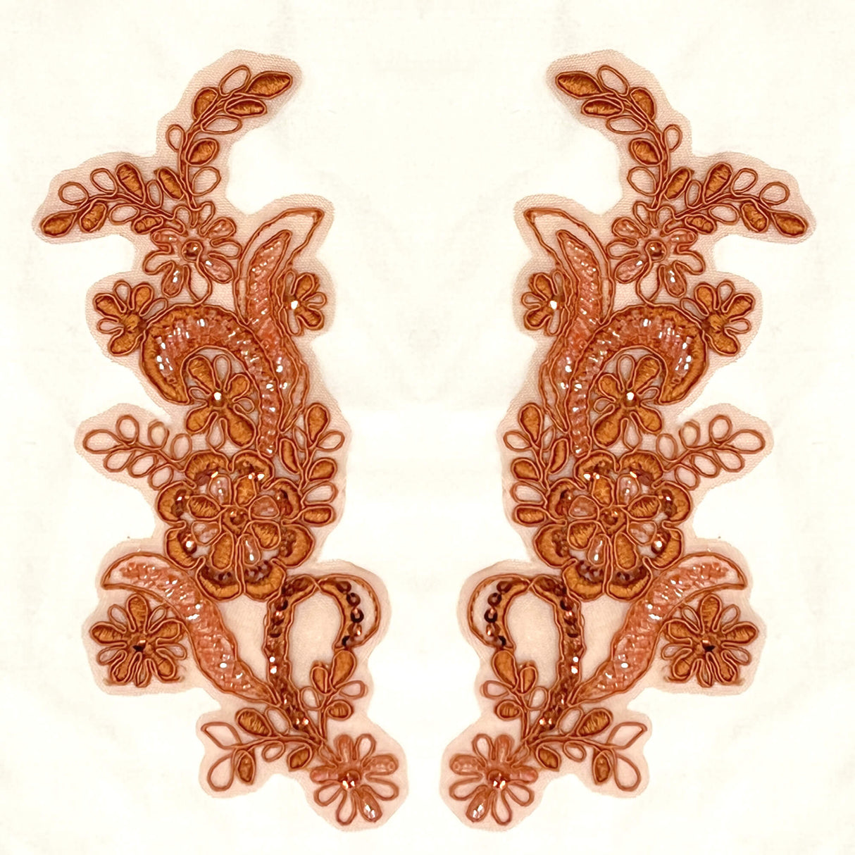 Beaded Corded Floral Lace Applique