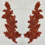 Beaded Floral Lace Applique on Polyester Mesh