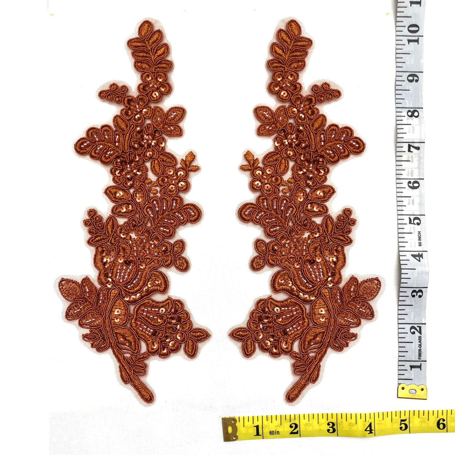 Beaded Corded Floral Lace Applique 100% Polyester Net Mesh