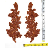 Beaded Corded Floral Lace Applique 100% Polyester Net Mesh