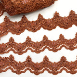 Beaded Corded Lace Trim on Net Mesh