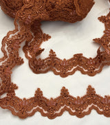 Beaded Corded Lace Trim on Polyester Net Mesh 3" Wide