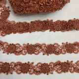 Beaded Corded Lace Trim on Polyester Mesh