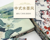 0.5m/1m/2m Encrypted Cotton Linen Retro Chinese Ink Style Fabric For Decorative Cloth Tablecloths Curtains Handmade DIY Fabric