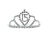 1 1/4" × 2 3/4" Silver Mini Quinceañera Tiara with Clear Rhinestones – Pack of 12