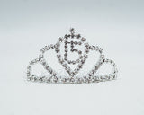 1 1/4" × 2 3/4" Silver Mini Quinceañera Tiara with Clear Rhinestones – Pack of 12
