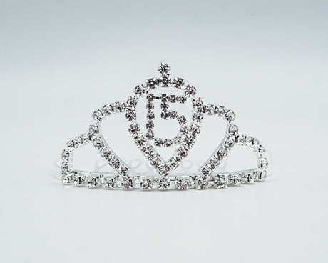 1 1/4" × 2 3/4" Silver Mini Quinceañera Tiara with Clear Rhinestones – Pack of 12