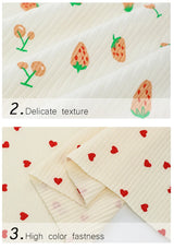 145x50cm Small Cherry Ribbed Knitted Pure Cotton Jacquard Fabric For Children's Clothing, T-shirts, Handmade DIY Sewing Fabrics