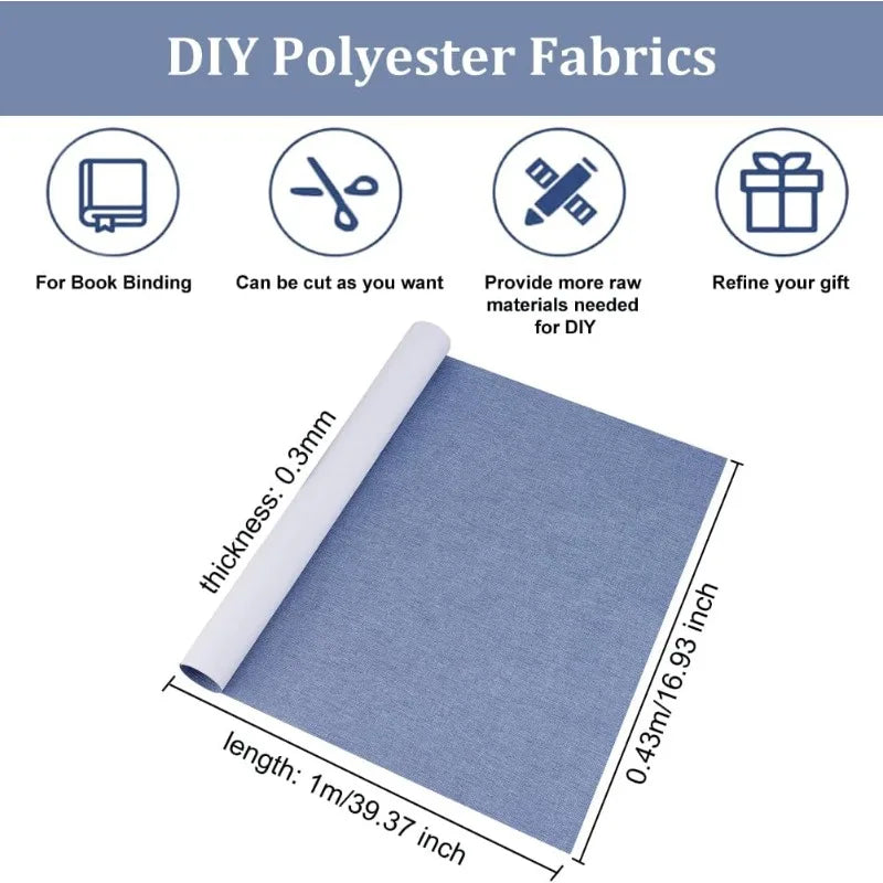 39.4x16.9 Inch Book Binding Cloth Marine Blue Bookcover Fabric Surface with Paper Backed Book Cloth DIY Book Cloth Protective