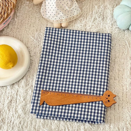 140x50cm Blue Checkered Washed Cotton Fabric for Women Kids DIY Clothing Bags Sewing Textile Accessories