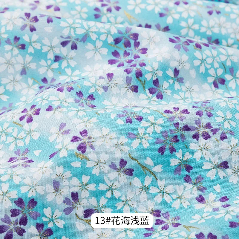 50x145cm Japanese Kimono Bronzed Fabric Sushi Cherry Blossoms Print Cotton Cloth DIY Materials Patchwork Accessories for Sewing
