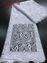 White African Guipure Cord Lace Fabric with Sequins 2025 High Quality Nigerian Guipure Cord Lace for Sewing Wedding Dress F4025