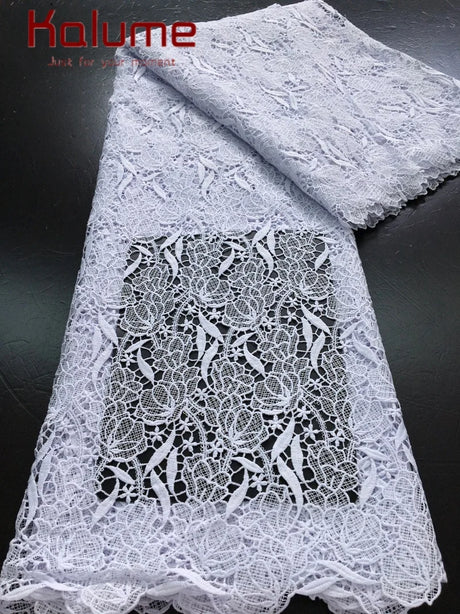 White African Guipure Cord Lace Fabric with Sequins 2025 High Quality Nigerian Guipure Cord Lace for Sewing Wedding Dress F4025