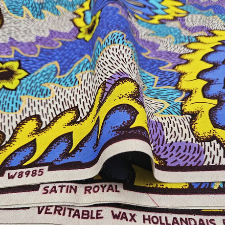 2025 new pattern cotton wax printed fabric, shining satin royal with golden Dutch wax, DIY making clothing, bags and decorations